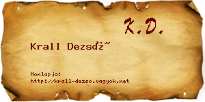 Krall Dezső névjegykártya
